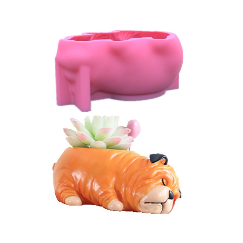 Khuôn Silicone Làm Móc Khóa Hình Chậu Hoa