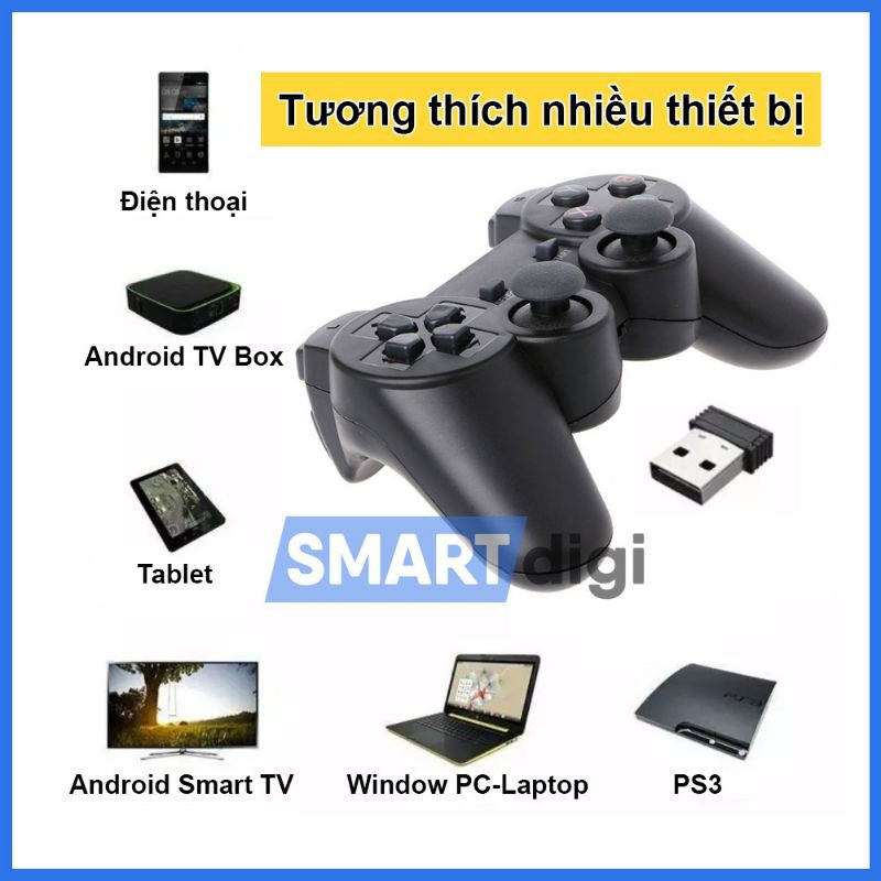 Tay cầm chơi game PC Laptop / Điện thoại Android / Android TV /Android Box/PS3 – Tay cầm chơi game không dây USB 2.4G D7