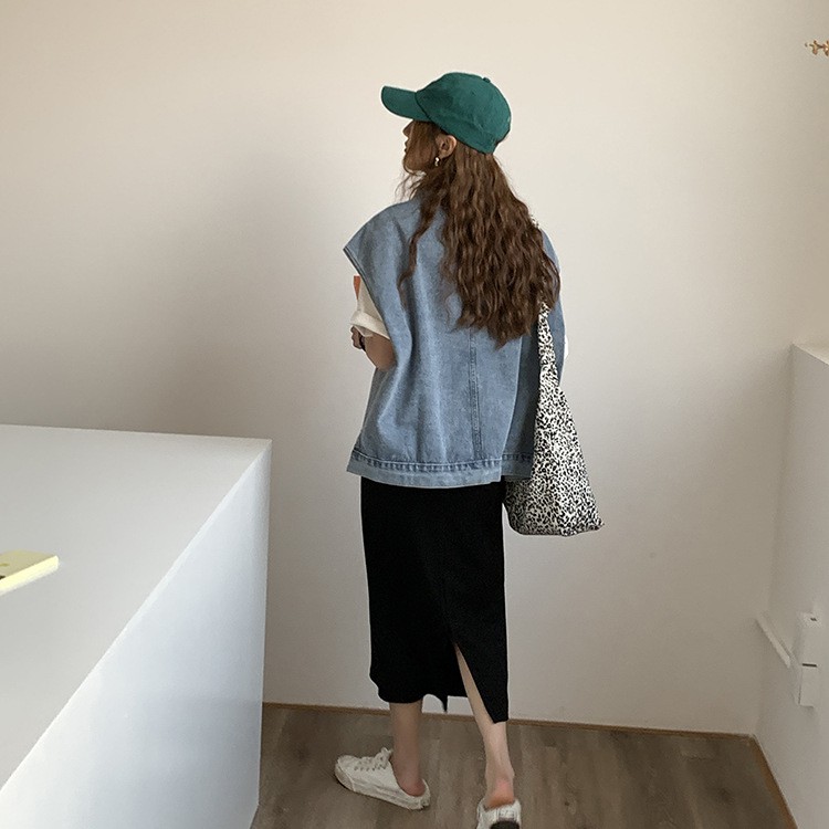 Chân váy Midi dài Xẻ sau Lưng cao Màu trơn Ulzzang Kiểu dáng Hàn Quốc Chân váy Midi dài Cạp cao Thời trang | BigBuy360 - bigbuy360.vn