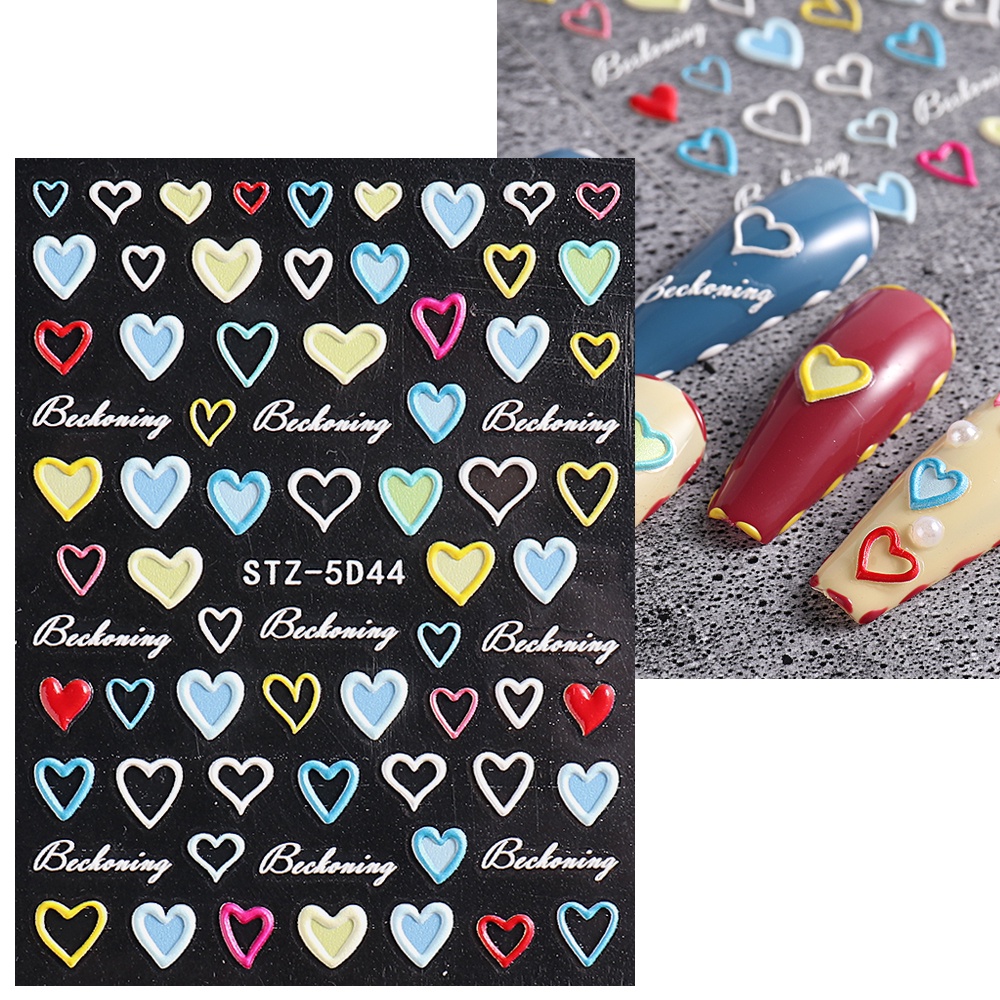 Nhãn Dán Trang Trí Móng Tay 5D Dập Nổi Họa Tiết Hoa Nhỏ Xinh Xắn