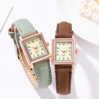 Đồng Hồ Nữ Dây Da Mặt Vuông Phong Cách Vintage