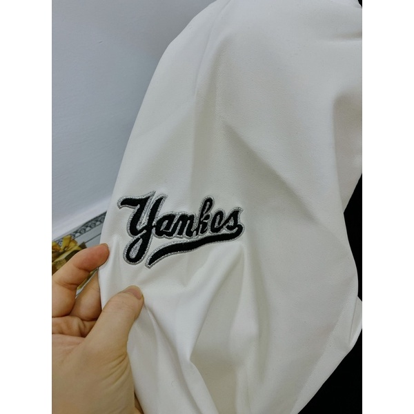 ÁO KHOÁC MLBNY BOMBER VARSITY MARIO TRẮNG ĐEN - KHOÁC NỈ UNISEX NAM NỮ - HÀNG CÓ SẴN