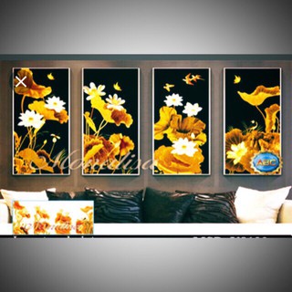 Tranh đính đá Tứ quý sen vàng
