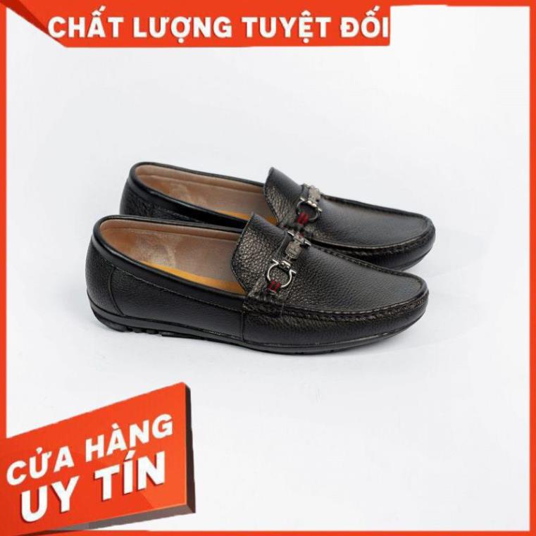 Giày Lười Nam Da Bò Kiểu Da Sần Đai Khoá L018 - Đồ Da Duvis - Xưởng Da Bò Chu Hải Nam