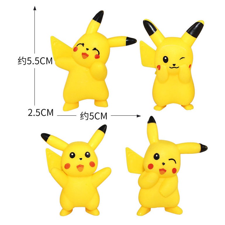 Set 4 Pikachu trang trí bánh