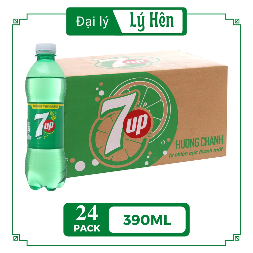 Nước Ngọt Có Gas 7UP - Seven Up vị Chanh Soft Drink Chai Nhựa PEP 390ml Date Luôn Mới