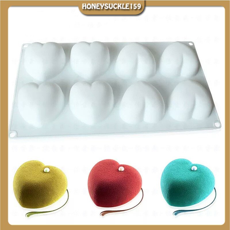 Khuôn Silicon 8 Khoang 3D Trái Tim Làm Socola,Nướng Bánh Trang Trí Muffin Moule ,Khuôn Làm Bánh Mousse
