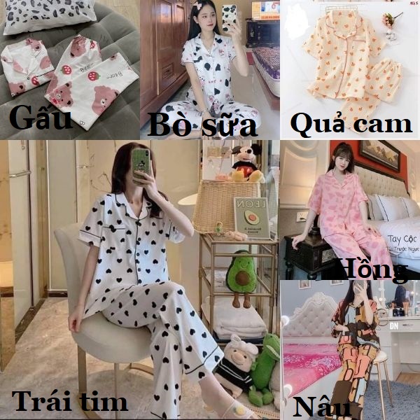 Bộ Pyjama nữ bộ mặc nhà cho nữ cộc tay quần dài có 6 mẫu KMH03 | WebRaoVat - webraovat.net.vn