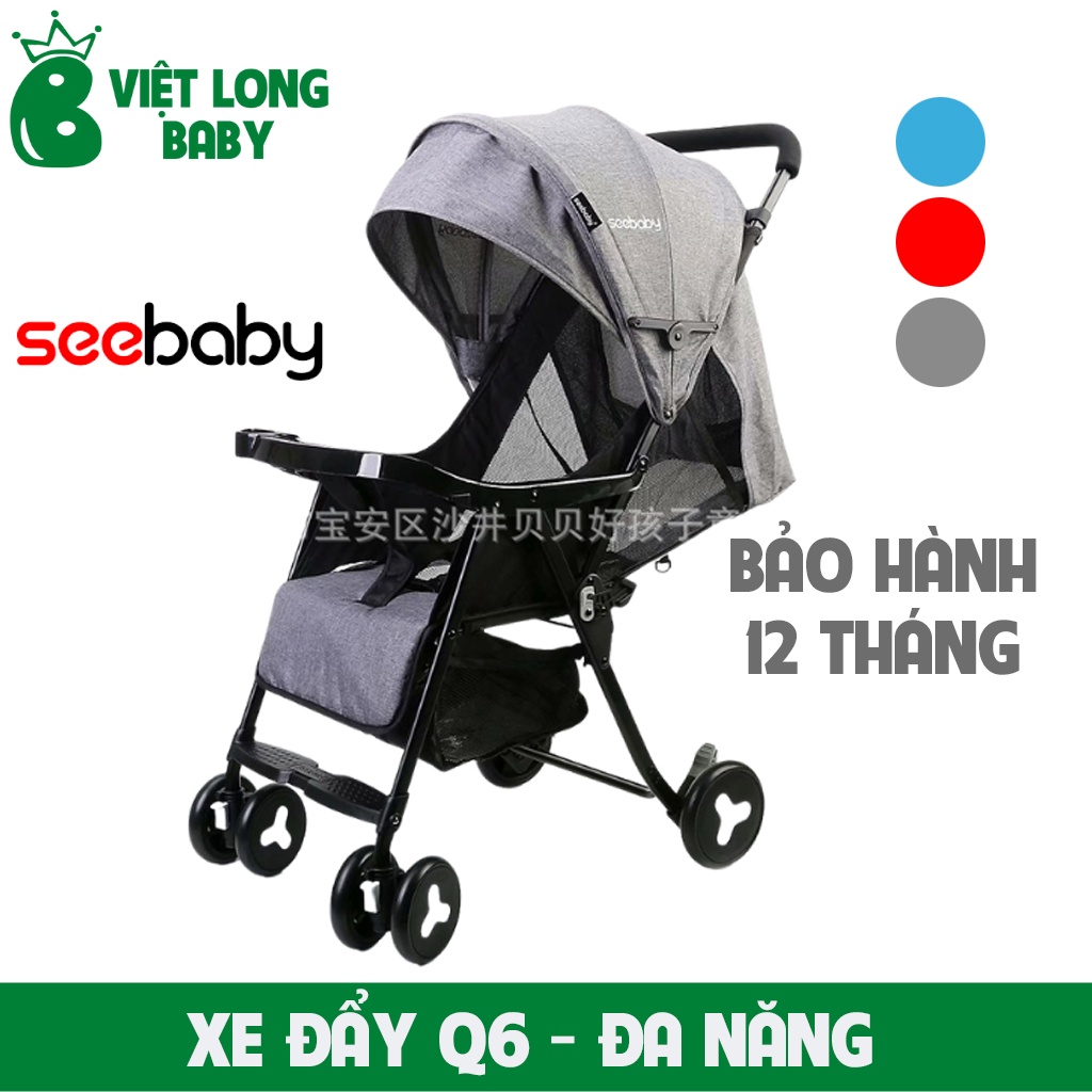 Xe đẩy gấp gọn nhiều tư thế Seebaby QQ3 - lưng nằm bằng lưới - Phiên bản cải tiến đổi tên Q6 BẢO HÀNH 1 NĂM