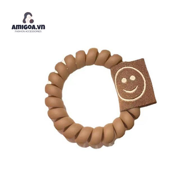 ✨✨Dây Buộc Tóc Hình Mặt Cười Màu Trà Sữa Phong Cách Phương Tây Dễ Thương Cho Nữ