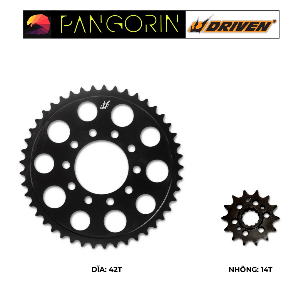 Driven Racing - Nhông dĩa cho xe phân khối lớn mô tô Kawasaki KLX-250 chất liệu nhôm, màu sắc đen