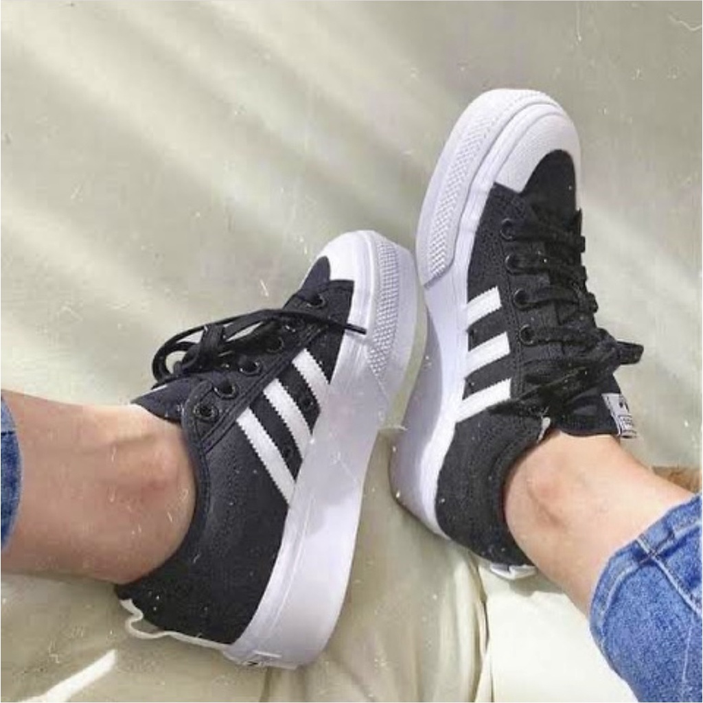 [AUTHENTIC 100%] [SẴN] Giày thể thao nữ ADIDAS NIZZA PLATFORM W TRẮNG &amp; ĐEN CHÍNH HÃNG