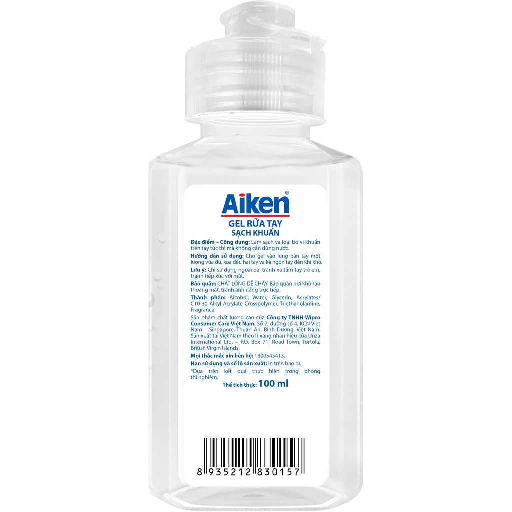 [QUÀ TẶNG KHÔNG BÁN]  Aiken Combo 4 Gel rửa tay Sạch khuẩn 100ml