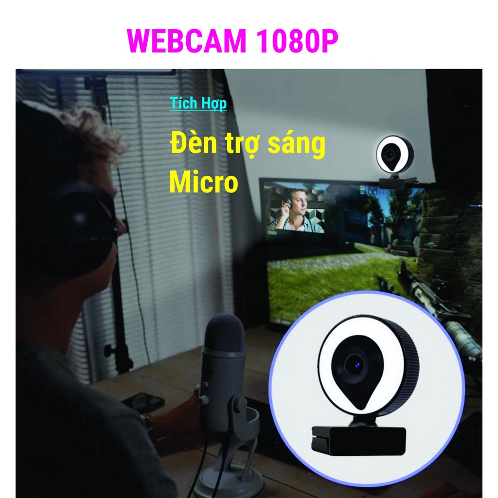 Webcam Máy Tính, Tích hợp Mic, Độ Phân giải Full HD, Đèn trợ sáng | BigBuy360 - bigbuy360.vn