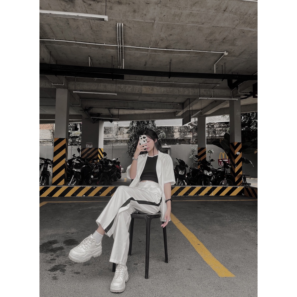 [ HÌNH THẬT HÀNG SẴN ] Quần ống rộng ulzzang viền bên
