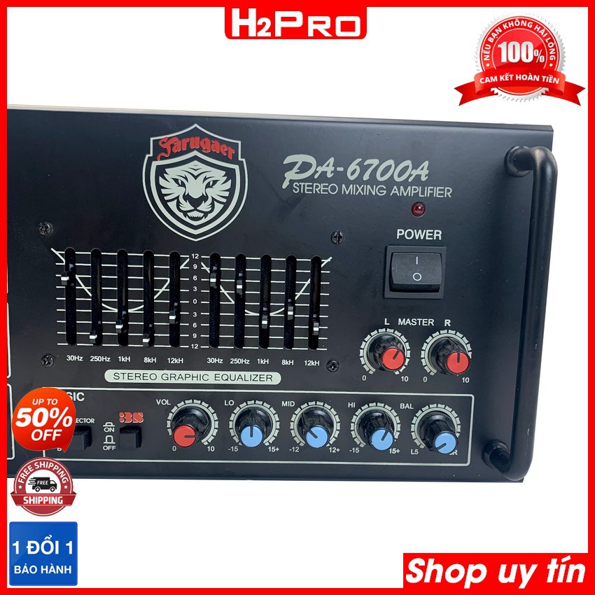 Amply karaoke Hoà Nhạc Jarugaer PA-6700A H2Pro 16 sò lớn-1500W, tích hợp lọc xì, Amply karaoke công suất lớn chạy khoẻ