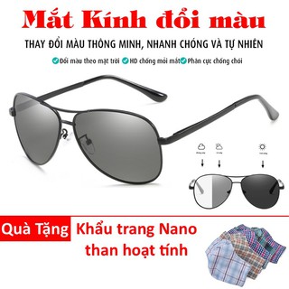 Mắt kính đổi màu thần kỳ Tech Pro thông minh tự chuyển màu theo ngày đêm, phong cách phi công