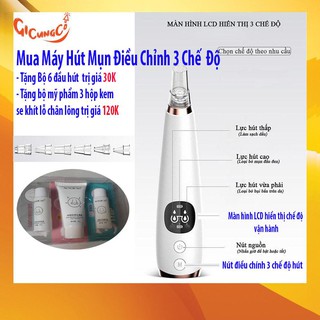 Máy Hút Mụn Masage Mặt Cao Cấp Luyao, 3 Chế Độ Hút Và 6 Đầu Hút, 3 Hộp Kem Se Khít Lỗ Chân Lông, Đảm Bảo Hài Lòng