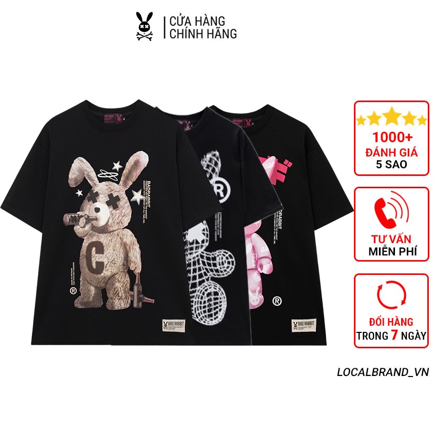 [LOCAL BRAND] Áo thun Bad Rabbit Say Grid And Drunk tay lỡ, form rộng vải Cotton - Thời trang nam nữ Unisex Streetwear