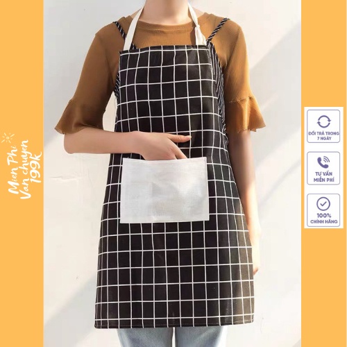 Tạp dề cotton+lanh thiết kế đơn giản hiện đại cho nhà bếp 88208