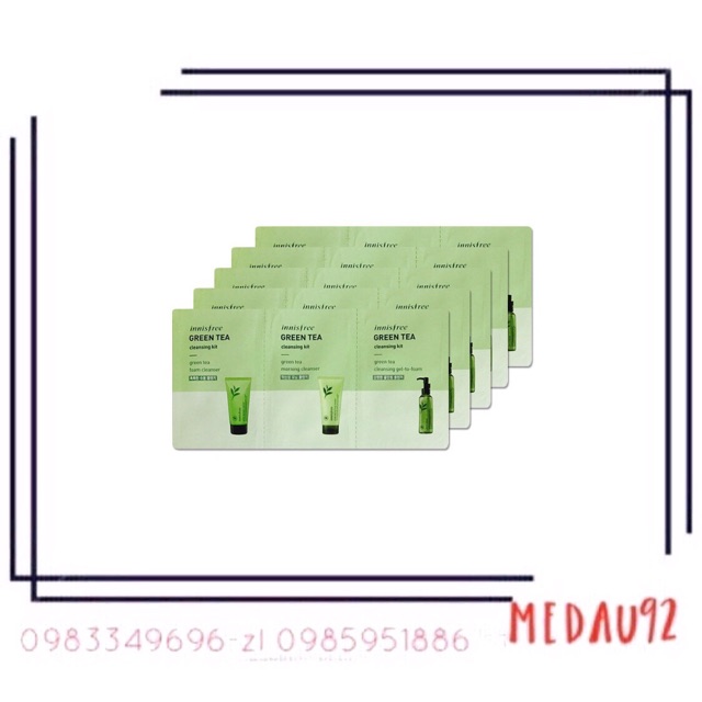 Set 3 sample làm sạch da Innisfree Green tea cleansing kit