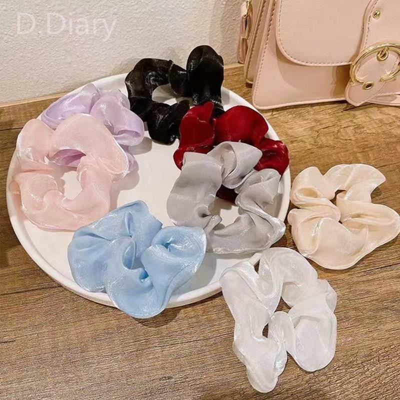 Dây Buộc Tóc Cao Su Co Giãn Màu Trơn Thời Trang Hàn Quốc Cho Nữ