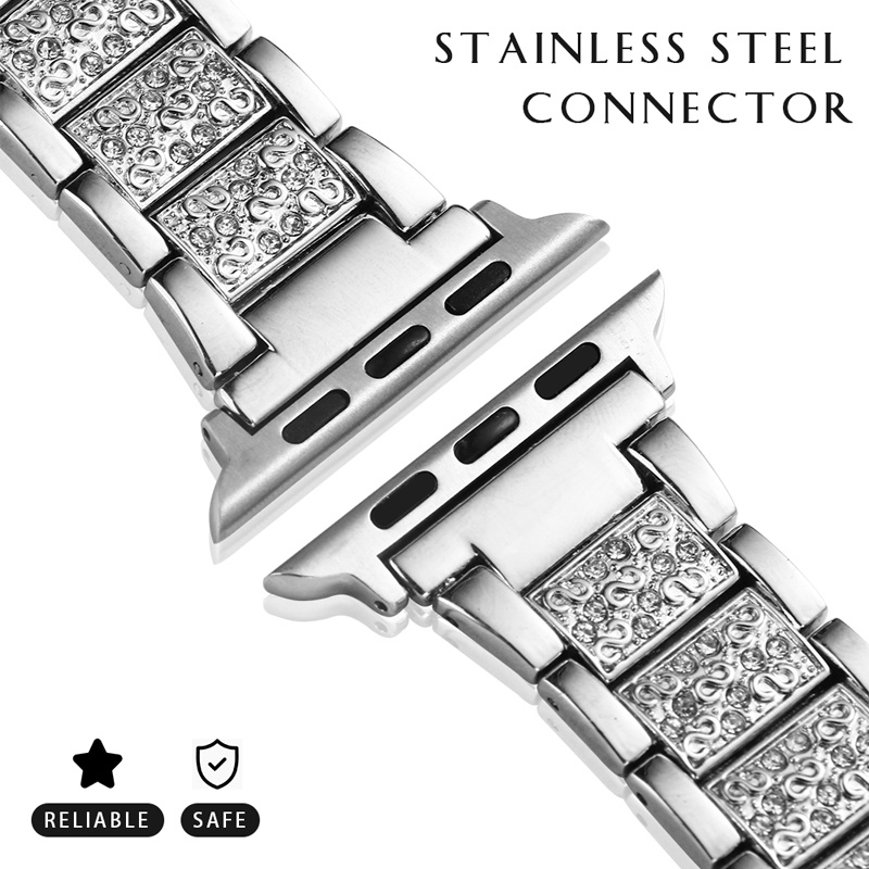 Dây đeo thép không gỉ sang trọng thích hợp cho đồng hồ Apple Watch 6 SE 40Mm 44Mm 38Mm 42Mm Series 5 4 3 2