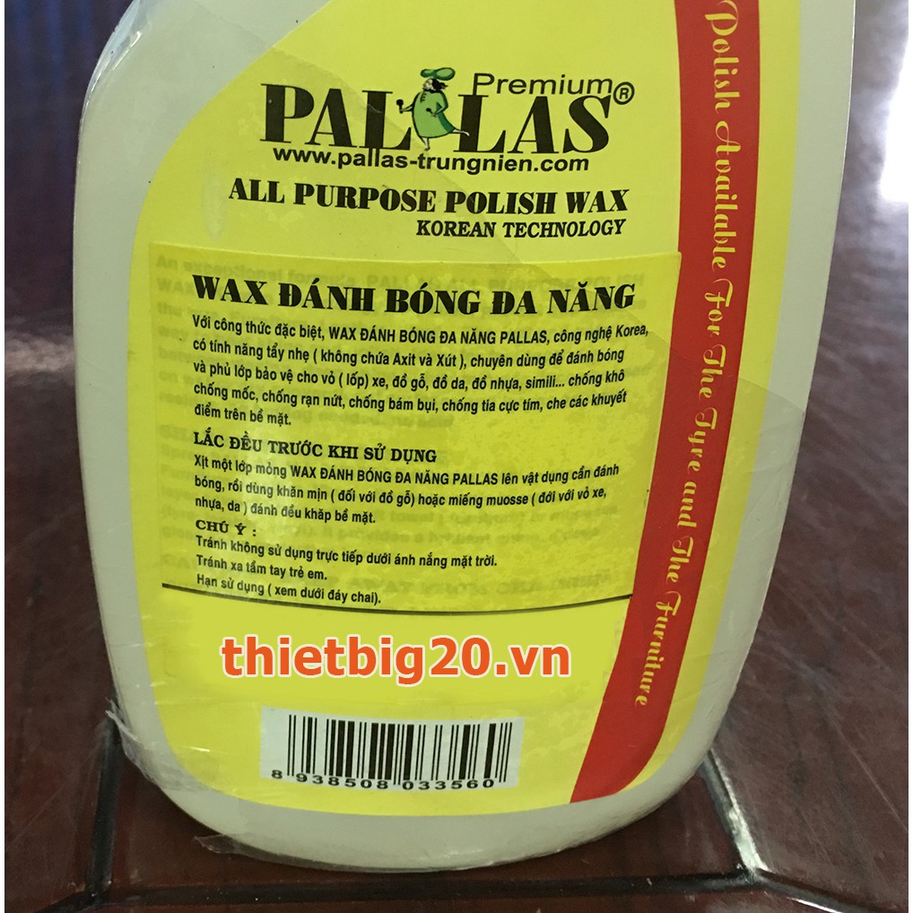 Chai xịt đánh bóng đa năng(đánh lốp,nhựa,nội thất,sofa,ghế...) Pallas 700ml