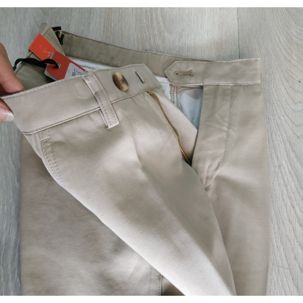 Quần Kaki Trơn 0Ly 100% Cotton Trung Niên Vĩnh Tiến Kem Vàng D030
