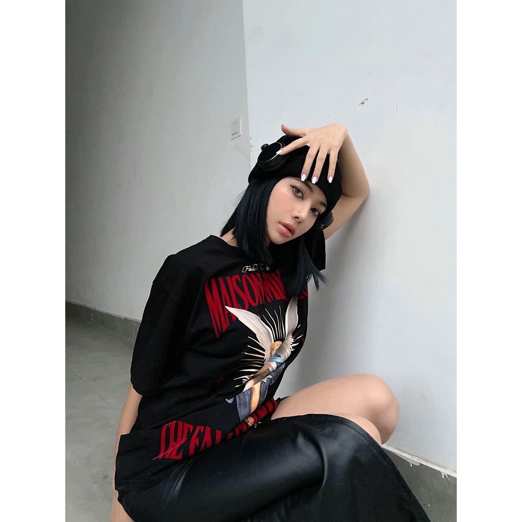 Áo thun thiên thần unisex dáng rộng cộc tay 2 màu