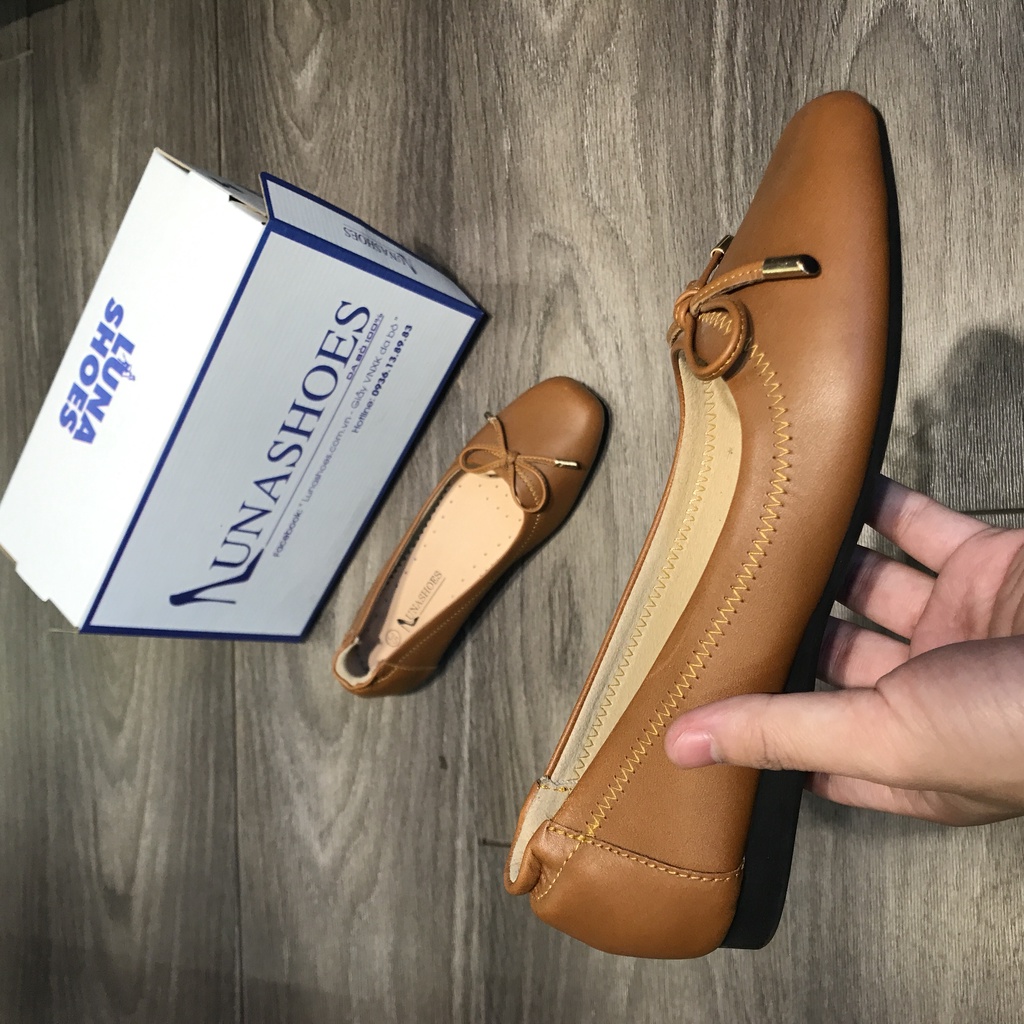 Giày bệt nữ mũi vuông da bò mềm êm chân Lunashoes (1078) mũi vuông hàng cao cấp nhiều màu (BH 24TH)