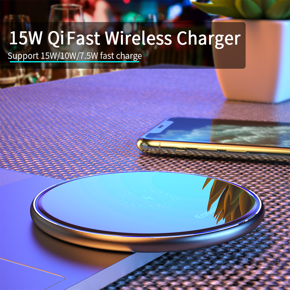 Essager 15W Qi Wireless Charger For iPhone 11 Pro Xs Max X Xr 8 Induction Fast Wireless Charging Pad For Samsung S20 Xiaomi mi 9