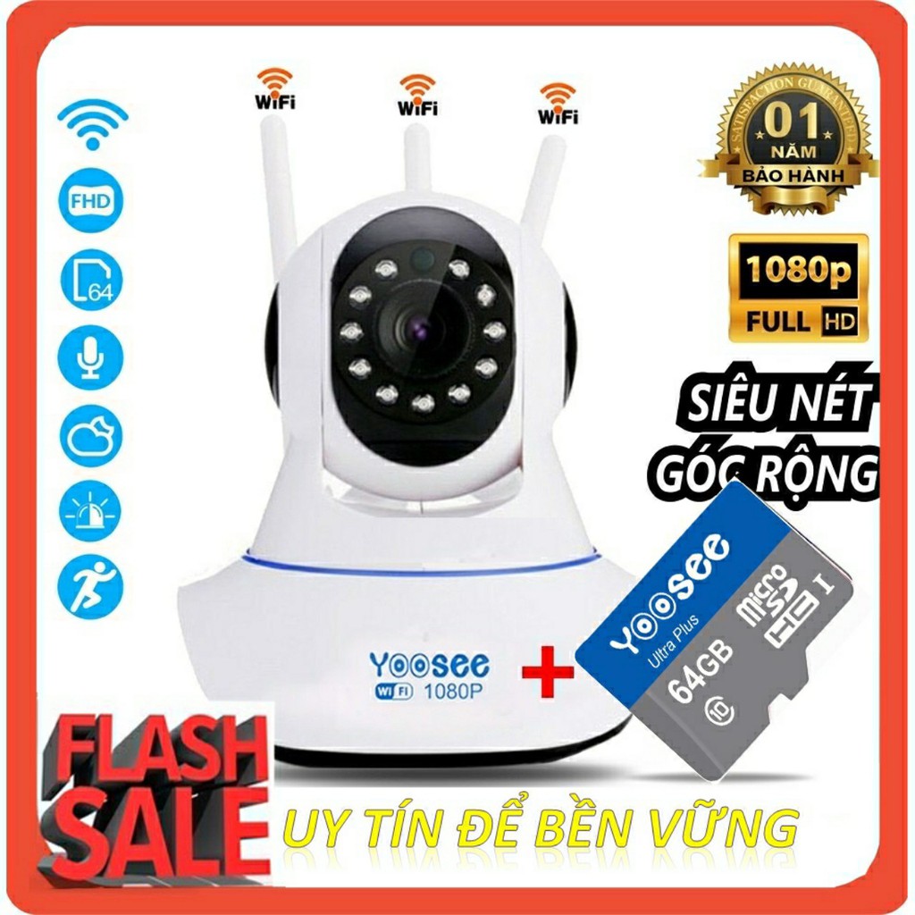 Camera IP YooSee WIFI Xoay 360 Độ, FULL HD 1080p 2.0mpx, Ban đêm có màu, Báo Động Chống Trộm | BigBuy360 - bigbuy360.vn