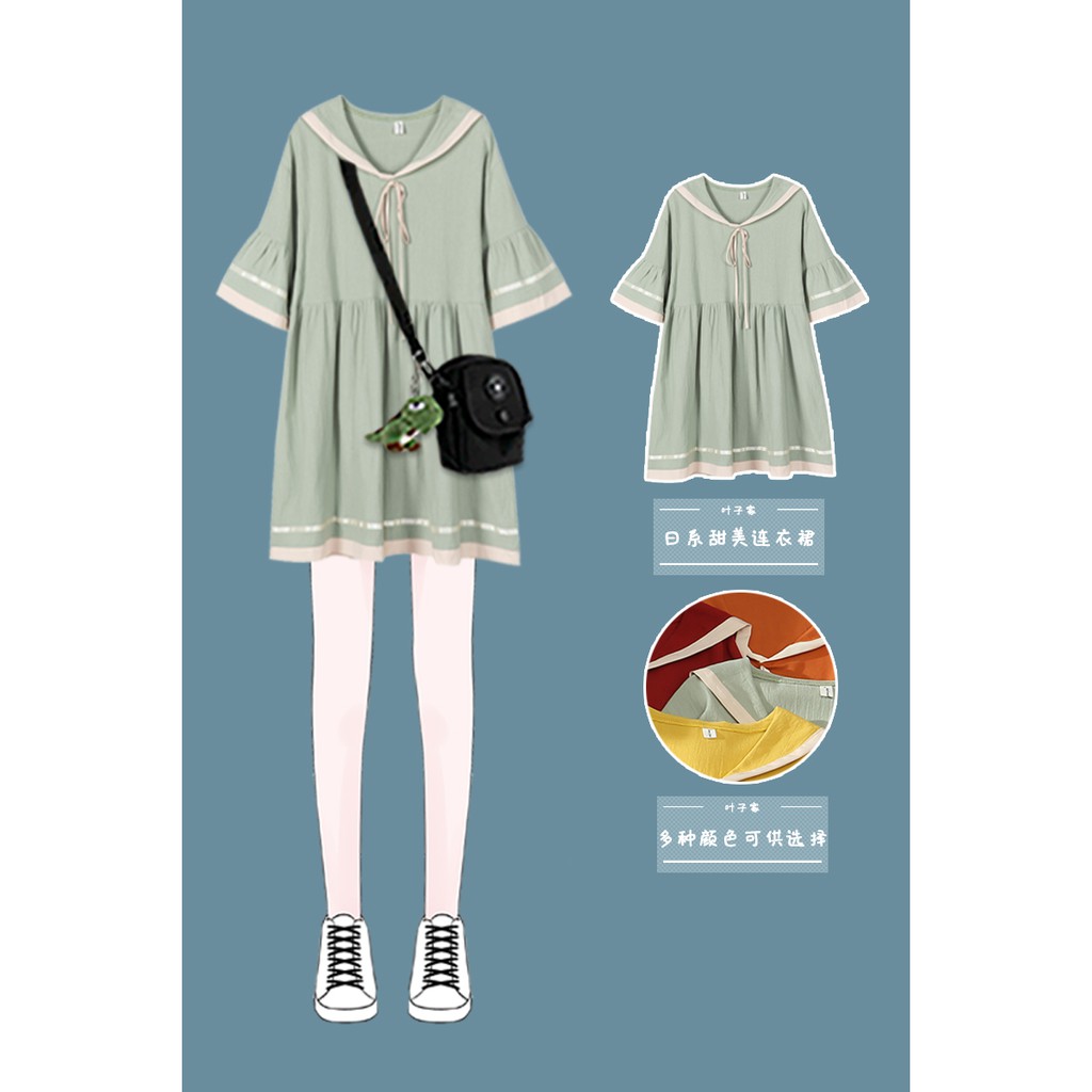 Váy Babydoll Thủy Thủ Màu Pastel Dáng Ngắn Cho Nữ