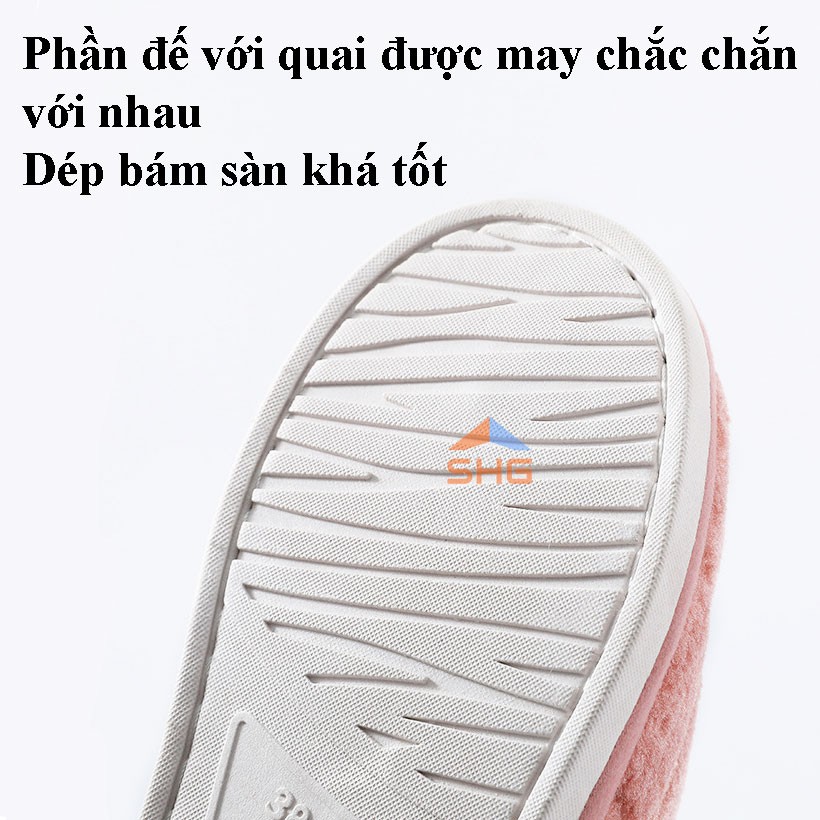 DÉP BÔNG XÙ SỌC CHÌM HÌNH THOI, ĐẾ CAO SU DẺO DÀY, CHỈ MAY CỰC CHẮC CHẮN