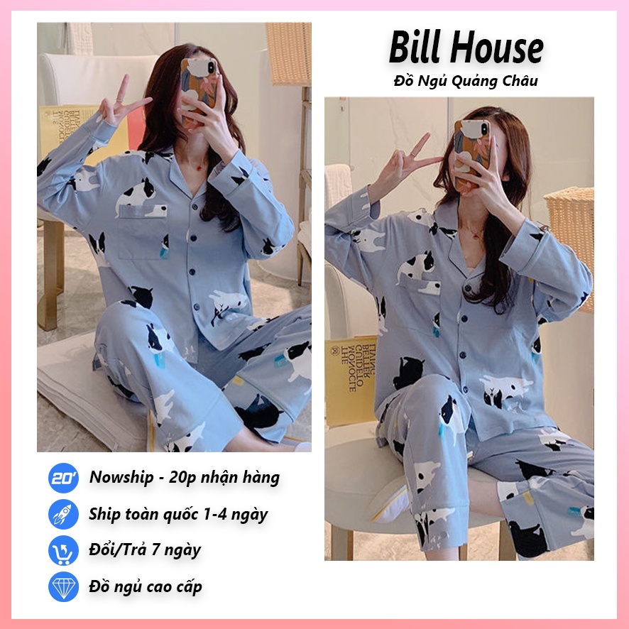 Đồ bộ nữ pijama mặc nhà, bộ ngủ dài tay dễ thương bigsize cao cấp chất dày ấm PJMDAI02