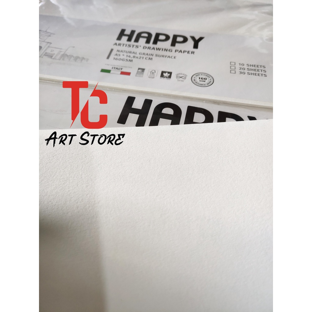 Giấy Canson Chuyên Vẽ Truyền Thần - Vân Giấy Mịn - Giấy Happy 120gsm - XẤP 10 TỜ