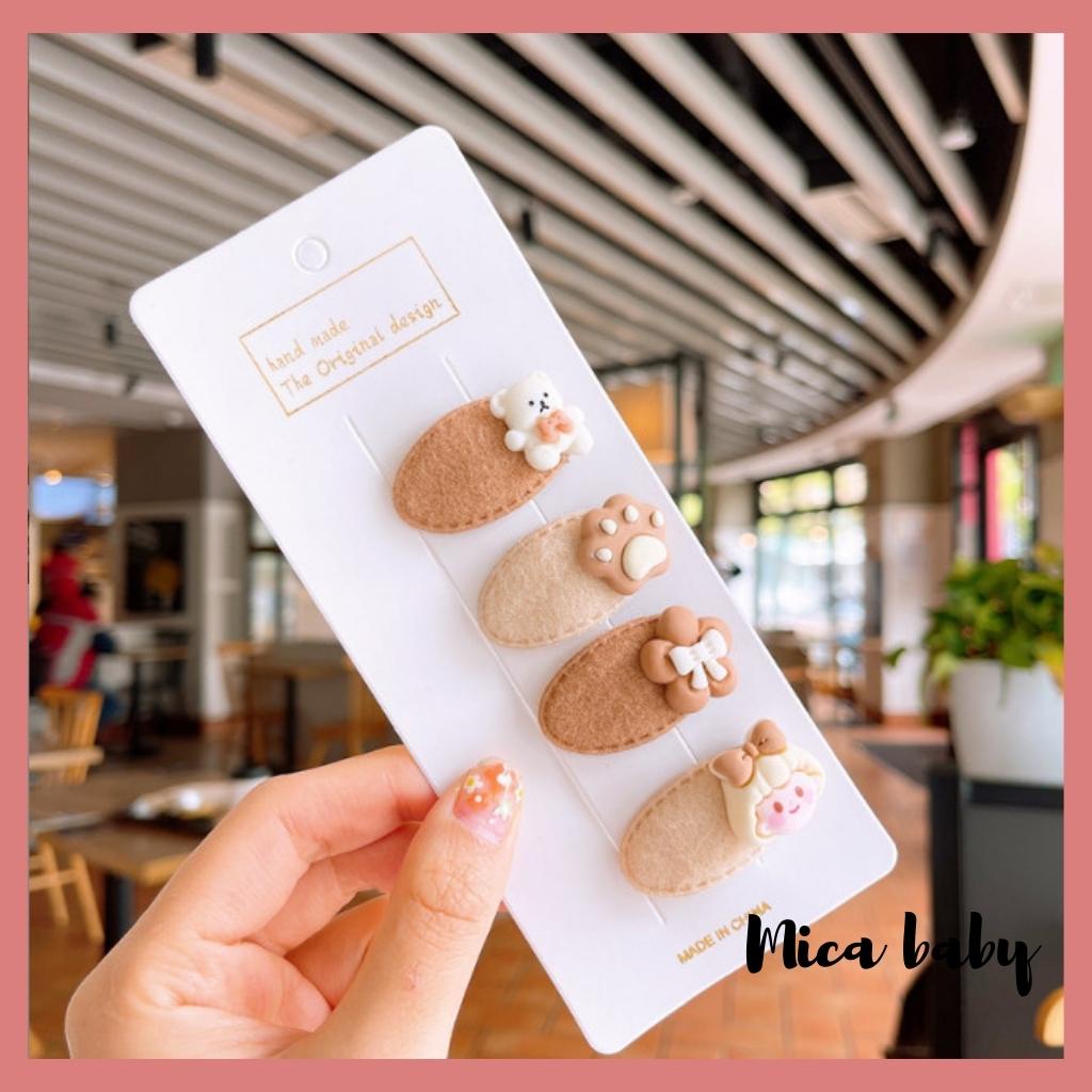 Set kẹp tóc cho bé gái gắn hình thú siêu dễ thương kt34 Mica Baby