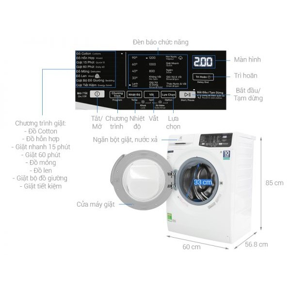 Máy giặt Electrolux EWF8025EQWA 8Kg