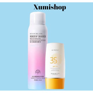 Xịt Chống Nắng Kem Chống Nắng Dưỡng Trắng Da Toàn Thân M'aycreate Chai 150ml Xumi380
