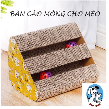 Bàn Cào Móng Có Bóng Hình Tam Giác Cho Mèo Tặng Kèm 1 Gói Catnip Giúp Mèo Thư Giãn