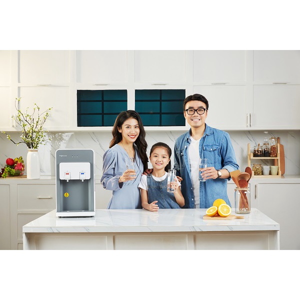 Máy lọc nước nóng lạnh mini để bàn gia đình Fujihome WP507C,lọc nước 4 cấp lọc từ nguồn màng siêu lọcUF Kortech Hàn Quốc