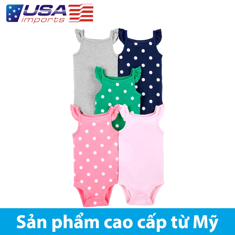 Set 5 áo liền quần sát nách chấm bi 5 màu Car-tờ Auth Từ Mỹ (1L786710)
