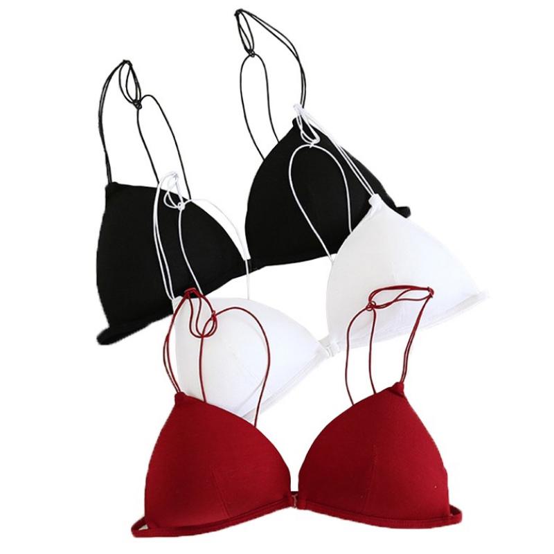 Deep V  Seamless Soft Underwear Bras French Style Cotton Bra Triangle Cup Lingerie | BigBuy360 - bigbuy360.vn