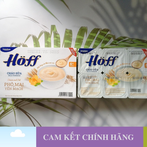 Cháo sữa Hoff Phô Mai - Yến Mạch ăn dặm vỉ 6 Hộp x 55gr Date 03/2024 - 1 ĐỔI 1 NẾU LỖI NSX