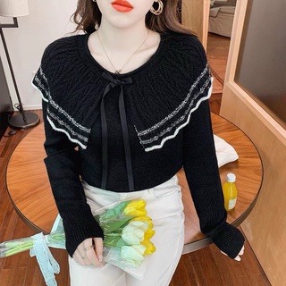 Áo len cổ bèo nơ cực xinh