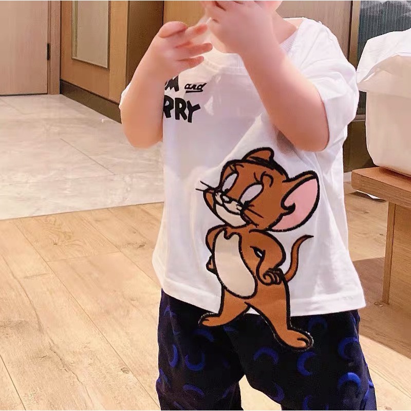 Áo thun trẻ em Con Xinh cotton hình thêu chuột JERRY dễ thương,độc đáo, thời trang dành cho trẻ em từ 4 đến 10 tuổi