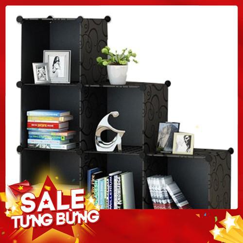 TỦ KỆ SÁCH NHỰA LẮP GHÉP 6 NGĂN BẬC THANG KHÔNG CỬA - Hàng nhập khẩu