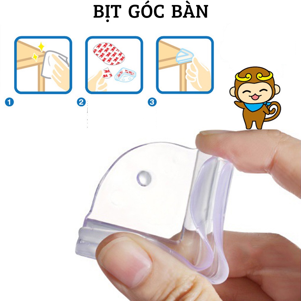 Miếng bịt cạnh góc bàn ghế,tủ, kệ chất liệu Silicon mềm dẻo dễ lắp đặt an toàn tránh chấn thương va đập