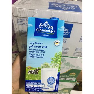 COMBO 5 HỘP SỮA  TƯƠI ĐỨC OLDENBURGER NGUYÊN KEM KHÔNG ĐƯỜNG 1 LÍT